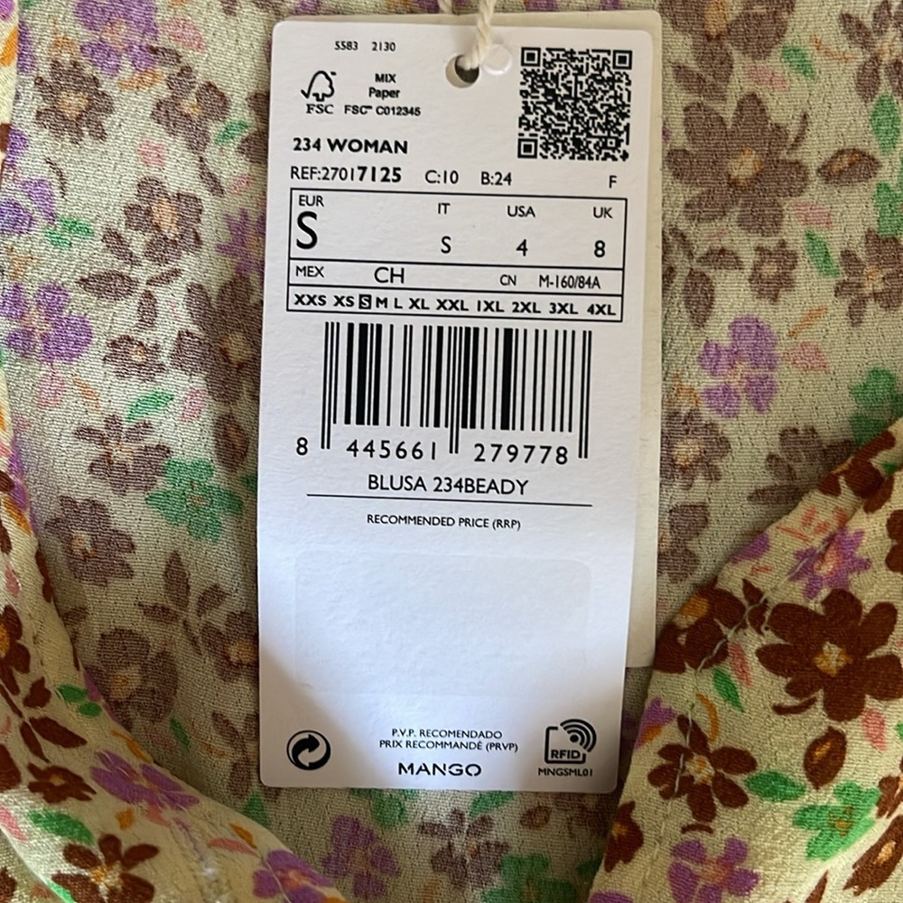 NWT Mango MNG Floral V-Neck Daisy Duke Blouse S - Picture 5 of 5